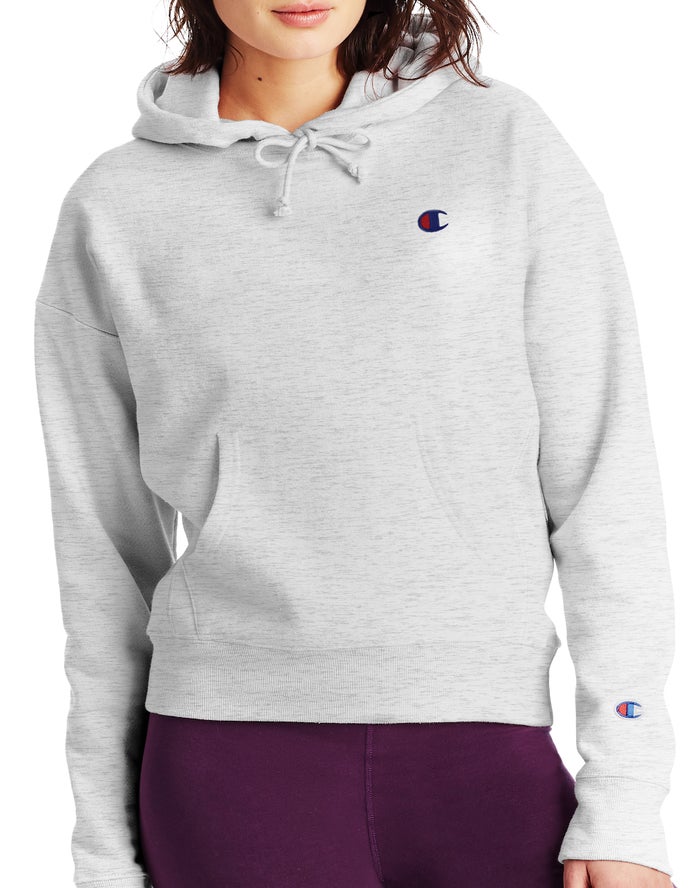 Champion Reverse Weave C Logo Kadın Kapşonlu Sweatshirt Gri ( ADLSFM942 )